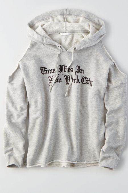American Eagle Outfitters Ae Cold Shoulder Nyc Hoodie