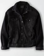 American Eagle Outfitters Ae Super Black Denim Boyfriend Jacket