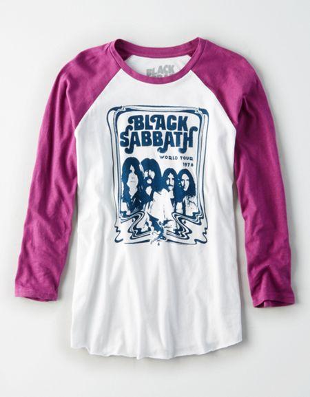 American Eagle Outfitters Black Sabbath Graphic Baseball T-shirt