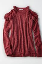 American Eagle Outfitters Ae Cold Shoulder Ruffle Sweatshirt