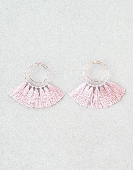 American Eagle Outfitters Ae Blush Tassel Hoop Earrings