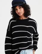 American Eagle Outfitters Ae Stripe Pocket Crew Neck Sweater