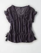 American Eagle Outfitters Ae Ruffle-trim Tassel Top