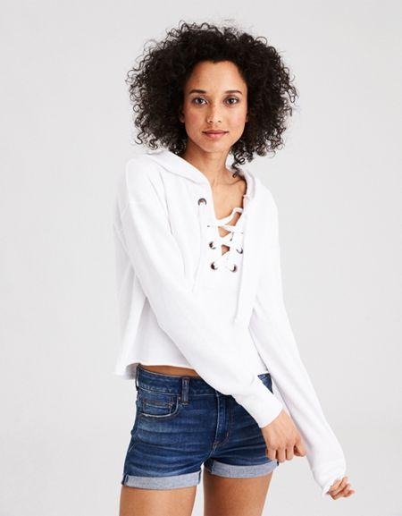 American Eagle Outfitters Ae Lace Up Hoodie