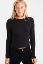American Eagle Outfitters Ae Ribbed Crinkle-collar Sweater