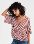 American Eagle Outfitters Ae Soft & Sexy Ribbed Striped Surplice Dolman