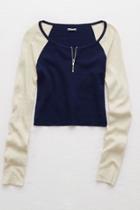 Aerie Colorblocked Zip Crop Top