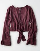 American Eagle Outfitters Don't Ask Why Satin Bell Sleeve Top