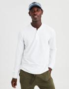 American Eagle Outfitters Ae Stretch Pique Long Sleeve Henley Polo