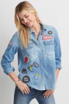 American Eagle Outfitters Ae Oversized Patched Denim Shirt