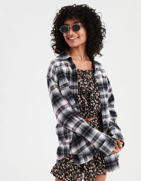 American Eagle Outfitters Ae Ahh-mazingly Soft Western Plaid Button Up Shirt