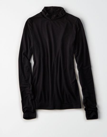 American Eagle Outfitters Ae Soft & Sexy Mock Neck Long Sleeve T-shirt