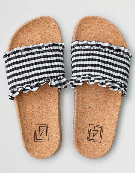 American Eagle Outfitters Lust For Life Alexa Gingham Footbed Sandal