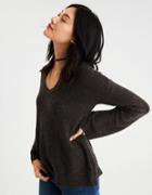 American Eagle Outfitters Ae Zip-back Bell Sleeve Sweater