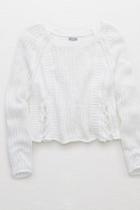 Aerie Cropped Lace-up Sweater