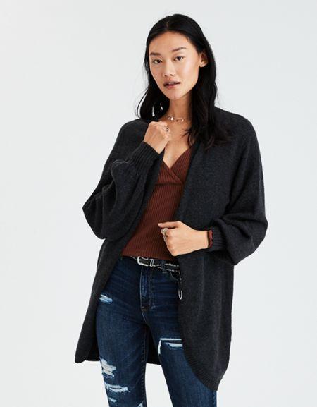 American Eagle Outfitters Ae Balloon Sleeve Cardigan Cocoon Sweater