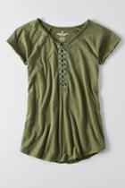 American Eagle Outfitters Ae Lace-up Raglan T-shirt