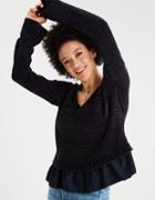 American Eagle Outfitters Ae Chenille Peplum Hem Sweater