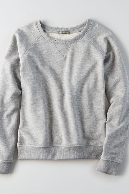 American Eagle Outfitters Don't Ask Why Distressed Basic Crew Neck