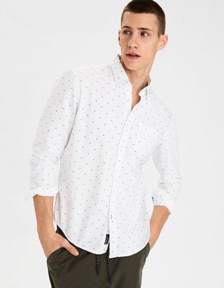 American Eagle Outfitters Ae Diamond Dot Oxford Prep Shirt