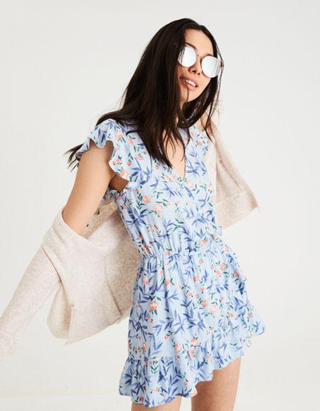 American Eagle Outfitters Ae Ruffle Sleeve Wrap Romper