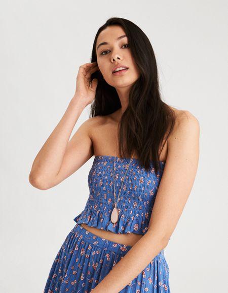 American Eagle Outfitters Ae Smocked Bandeau Cami