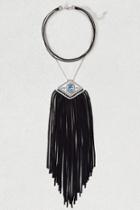 American Eagle Outfitters Ae Black Fringe Statement Necklace