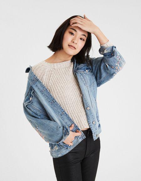 American Eagle Outfitters Ae Destroy Denim Boyfriend Jacket