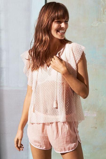 Aerie Mesh Ruffle Top