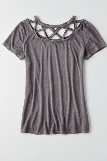 American Eagle Outfitters Ae Soft & Sexy Cage-neck T-shirt