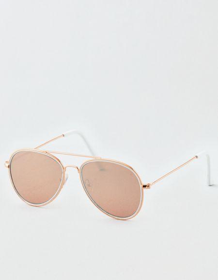 American Eagle Outfitters Ae Rose Gold Aviator Sunglasses