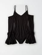 American Eagle Outfitters Ae Soft & Sexy Cold Shoulder Bell Sleeve Bodysuit