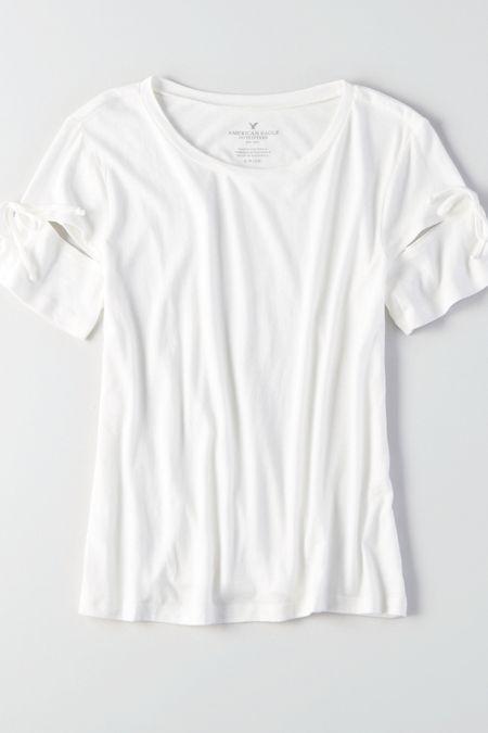 American Eagle Outfitters Ae Tie-sleeve Burnout T-shirt