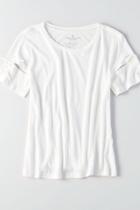 American Eagle Outfitters Ae Tie-sleeve Burnout T-shirt