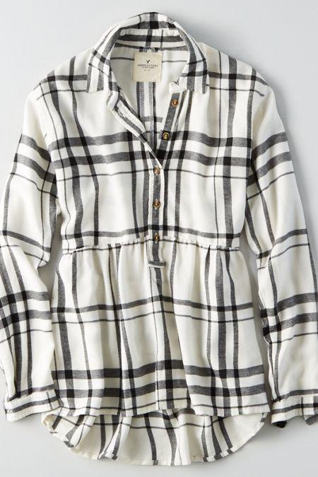 American Eagle Outfitters Ae Ahh-mazingly Soft Plaid Babydoll Shirt