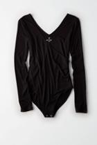 American Eagle Outfitters Ae Soft & Sexy Ribbed Surplice Bodysuit