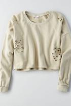 American Eagle Outfitters Don't Ask Why Destroyed Crop Sweatshirt