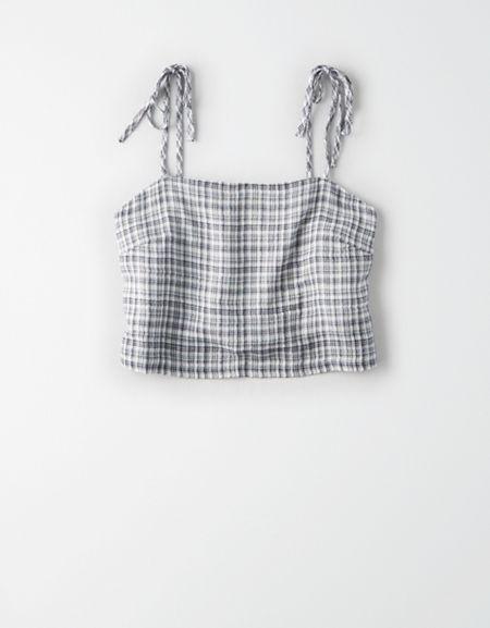 American Eagle Outfitters Ae Plaid Tie Crop Cami