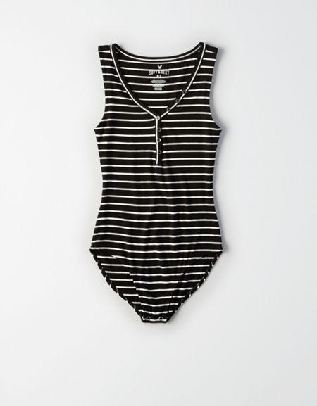 American Eagle Outfitters Ae Striped Henley Bodysuit
