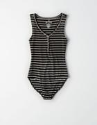 American Eagle Outfitters Ae Striped Henley Bodysuit