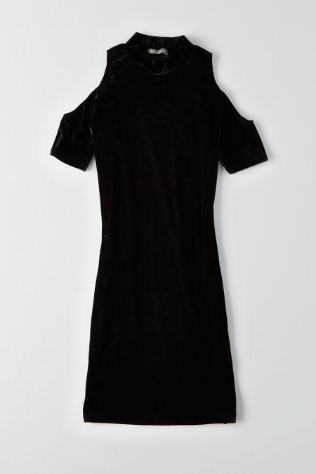 American Eagle Outfitters Don't Ask Why Velvet Cold Shoulder Dress