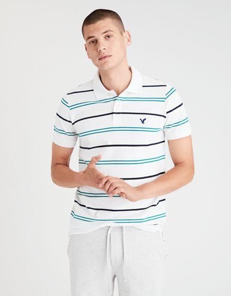 American Eagle Outfitters Ae Striped Pique Polo