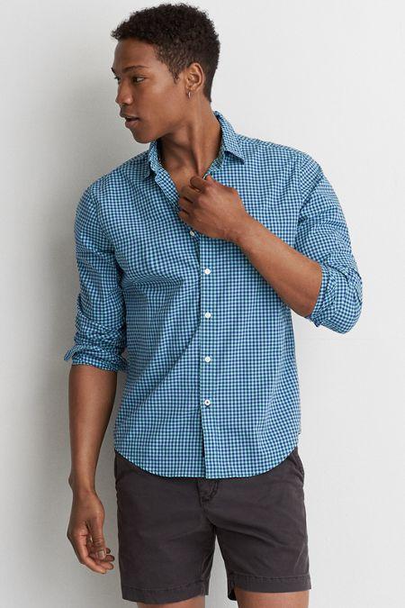 American Eagle Outfitters Ae Gingham Plaid Poplin Shirt