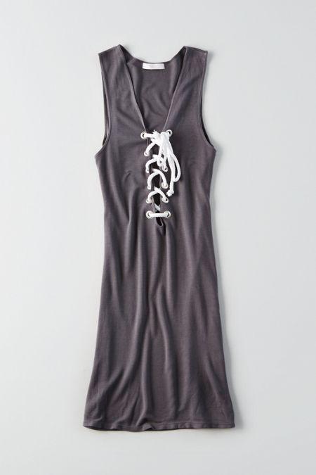 American Eagle Outfitters Don't Ask Why Lace-up V-neck Dress