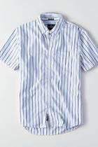 American Eagle Outfitters Ae Short Sleeve Poplin Stripe Shirt