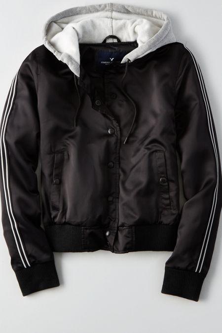 American Eagle Outfitters Ae Bomber Fleece Hoodie Jacket