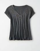 American Eagle Outfitters Ae Soft & Sexy Cut Out Embroidery T-shirt