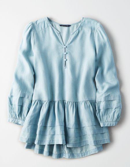 American Eagle Outfitters Ae Pintuck Blouse