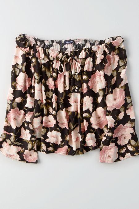 American Eagle Outfitters Ae Ruffled Off-the-shoulder Top
