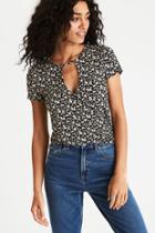 American Eagle Outfitters Ae Soft & Sexy Keyhole Wrap T-shirt